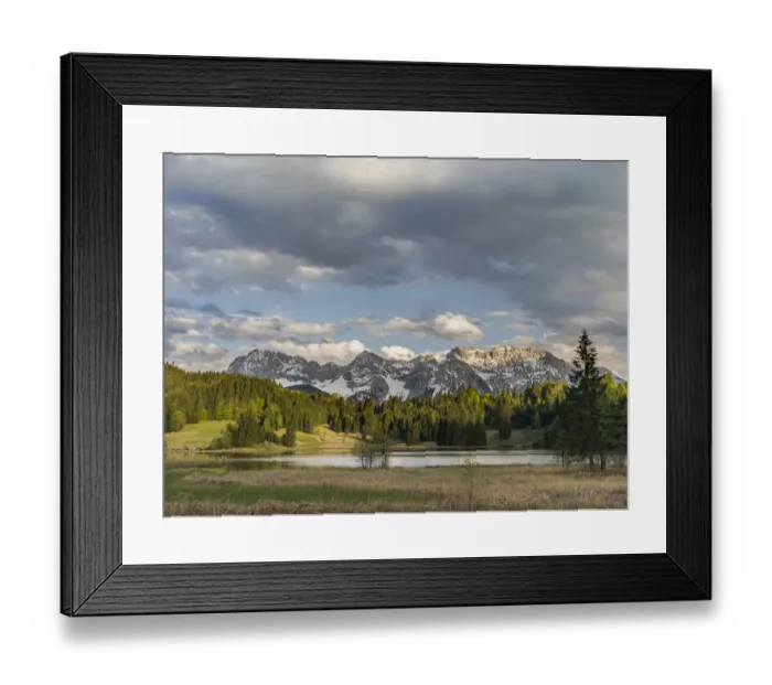 Framed Print : The Karwendel Mountain Range near Mittenwald during spring, lake Wagenbruch (also called Geroldsee) Framed Print : The Karwendel Mountain Range near Mittenwald during spring, lake Wagenbruch (also called Geroldsee)