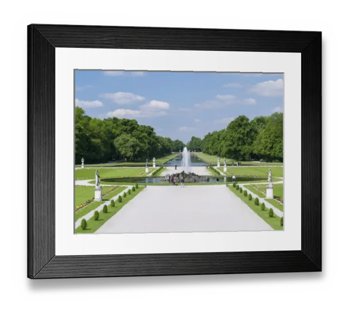 Framed Print : Nymphenburg Palace and Park in Munich. Nymphenburg Palace, with its Park, gardens