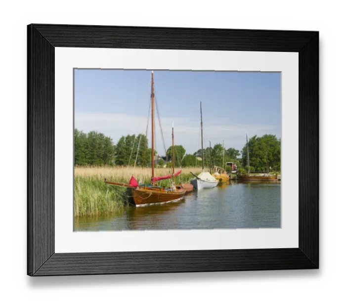 Framed Print : The old Harbour in Wieck at the Bodstedter Bodden close to the Western Pomerania Lagoon Area NP