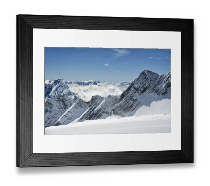 Framed Print : Bavarian Alps, Germany in winter, Zugspitze skiing area Framed Print : Bavarian Alps, Germany in winter, Zugspitze skiing area