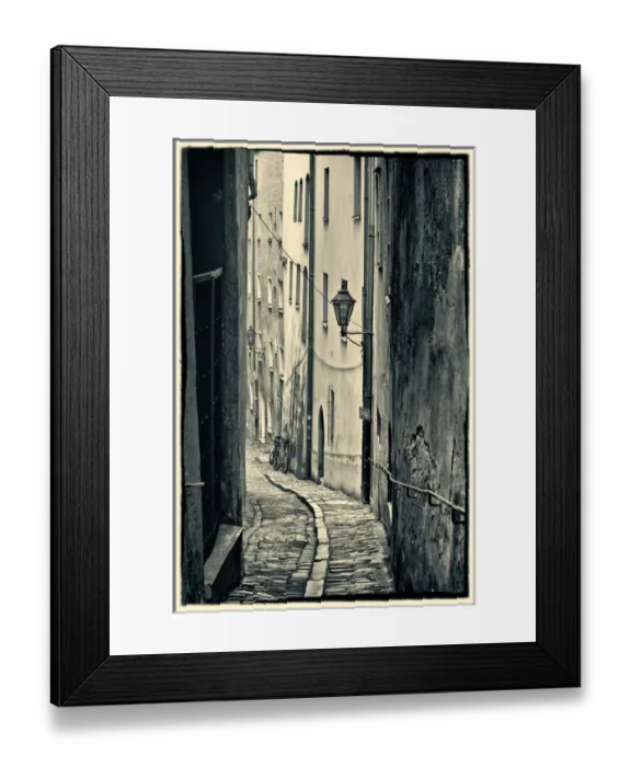 Framed Print : Passau, Germany alleyway, vintage look Framed Print : Passau, Germany alleyway, vintage look