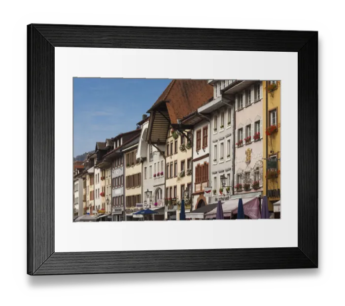 Framed Print : Germany, Baden-Wurttemburg, Black Forest, Waldshut-Tiengen, Waldshut, buildings along Framed Print : Germany, Baden-Wurttemburg, Black Forest, Waldshut-Tiengen, Waldshut, buildings along