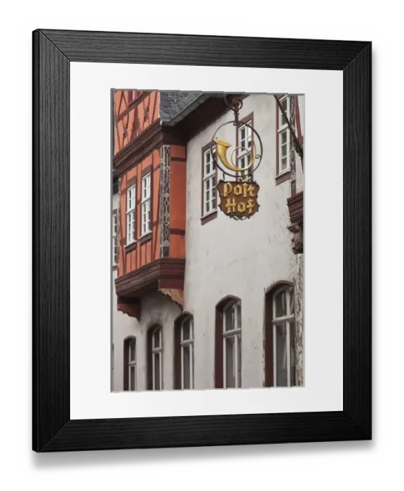 Framed Print : Germany, Rheinland-Pfalz, Bacharach, Hotel zur Post sign