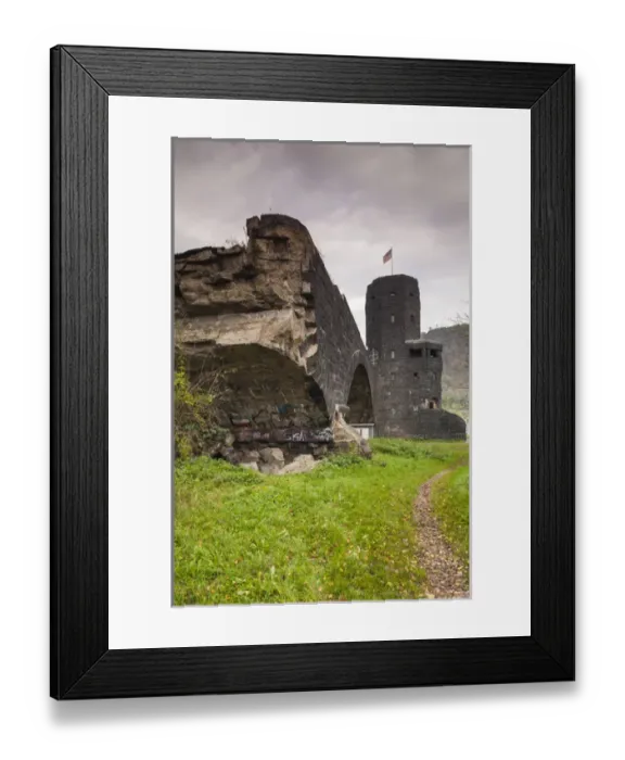 Framed Print : Germany, Rheinland-Pfalz, Remagen, ruins of the Bridge at Remagen, the last remaining Framed Print : Germany, Rheinland-Pfalz, Remagen, ruins of the Bridge at Remagen, the last remaining