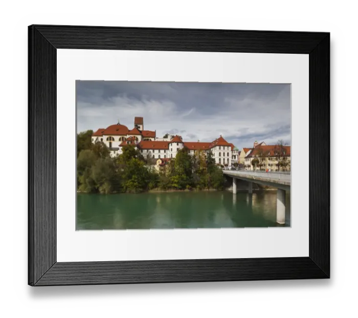 Framed Print : Germany, Bavaria, Fussen, St. Mang Abbey and the Hohes Scholoss Castle from the Lech Framed Print : Germany, Bavaria, Fussen, St. Mang Abbey and the Hohes Scholoss Castle from the Lech