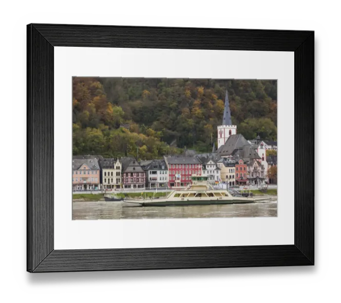 Framed Print : Germany, Rheinland-Pfalz, St. Goar, Rhein River ferry Framed Print : Germany, Rheinland-Pfalz, St. Goar, Rhein River ferry