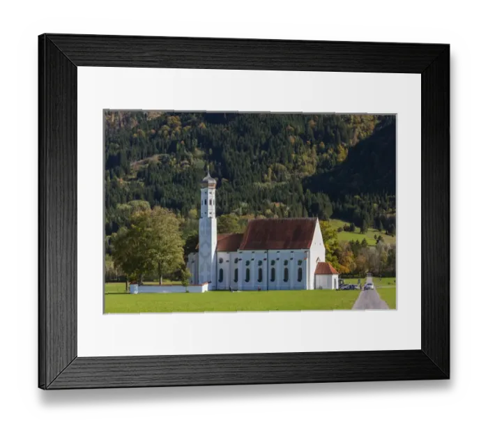 Framed Print : Germany, Bavaria, Hohenschwangau, St. Coloman church, fall