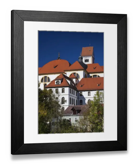 Framed Print : Germany, Bavaria, Fussen, St. Mang Abbey from the Lech River