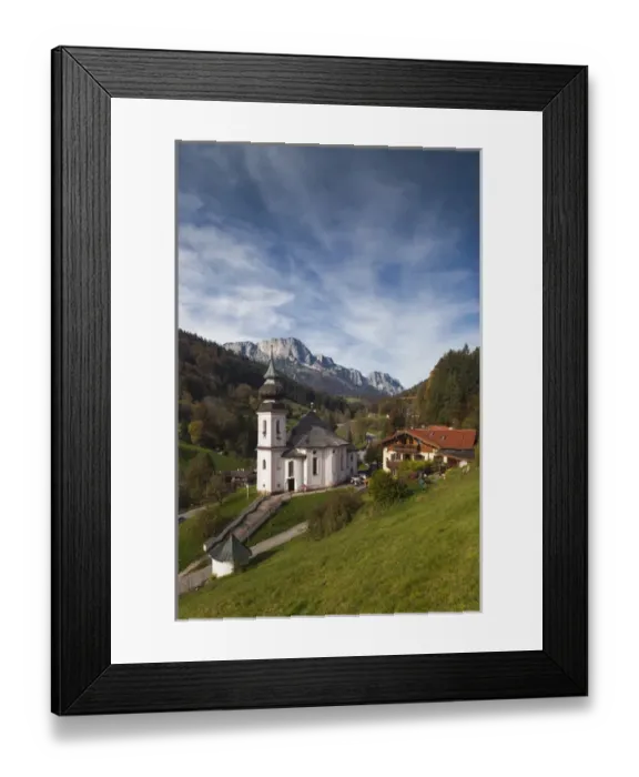 Framed Print : Germany, Bavaria, Maria Gern, Maria Gern village church, elevated view, fall Framed Print : Germany, Bavaria, Maria Gern, Maria Gern village church, elevated view, fall