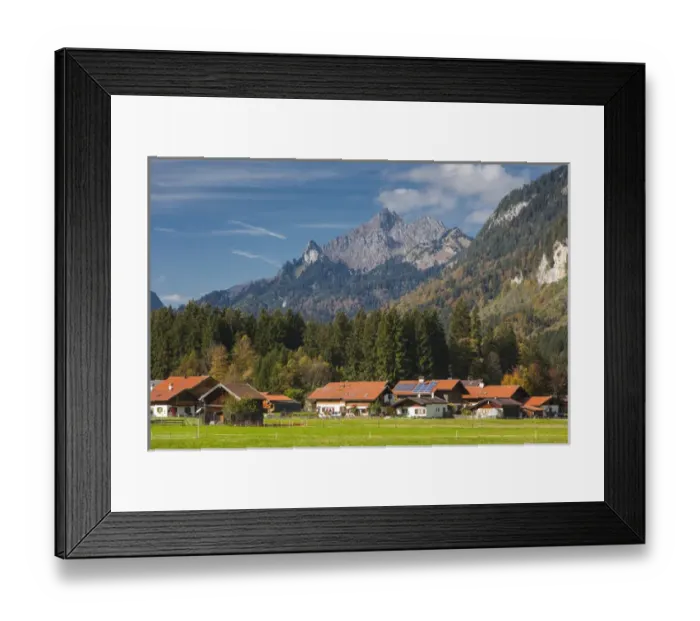 Framed Print : Germany, Bavaria, Graswang, town and landscape Framed Print : Germany, Bavaria, Graswang, town and landscape