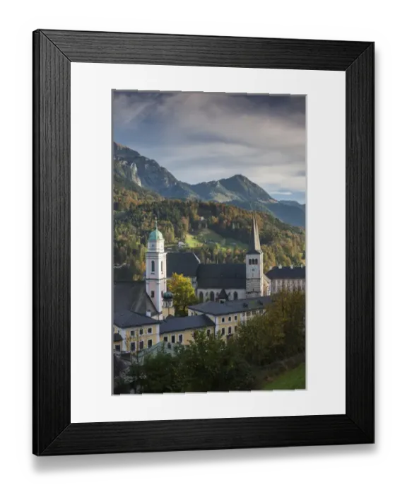 Framed Print : Germany, Bavaria, Berchtesgaden, elevated town view with St. Andreas Pfarrkirche