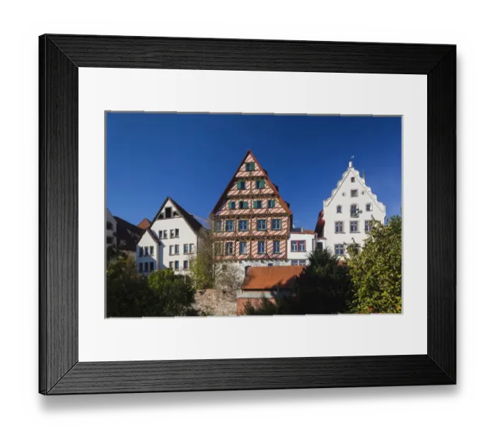 Framed Print : Germany, Baden-Wurttemburg, Ulm, buildings along the city wall and Danube River