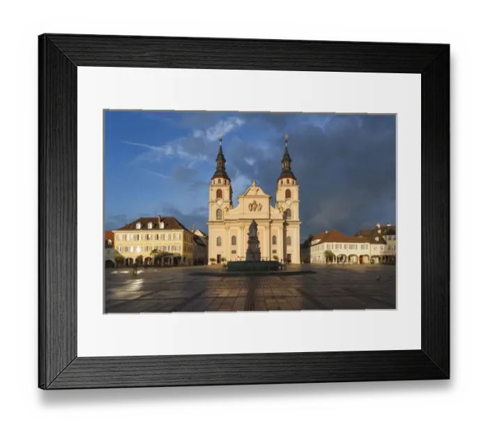 Framed Print : Germany, Baden-Wurttemburg, Ludwigsburg, Marktplatz, Statdtkirche church, dawn