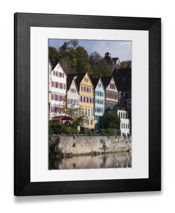 Framed Print : Germany, Baden-Wurttemburg, Tubingen, old town buildings along the Neckar River Framed Print : Germany, Baden-Wurttemburg, Tubingen, old town buildings along the Neckar River