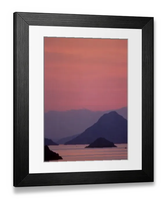 Framed Print : Europe, Greece, Island of Hydra. Small islands neighboring the Peloponnese at sunset