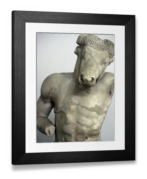 Framed Print : Europe, Greece, Athens. Classical era marble statue of a Minotaur in the National Framed Print : Europe, Greece, Athens. Classical era marble statue of a Minotaur in the National
