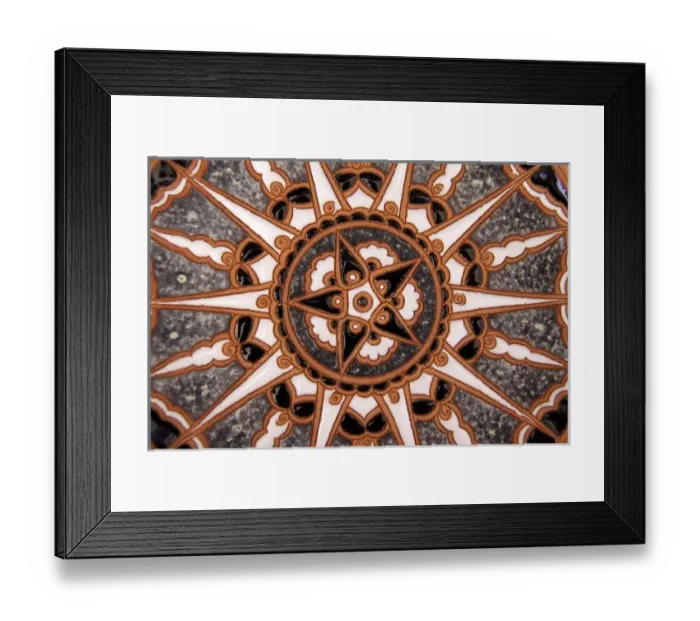 Framed Print : Europe, Greece, Rhodes. Hand-painted glazed ceramic dish