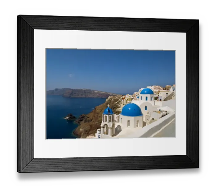 Framed Print : Greece, Santorini. The town of Oia on the island of Santorini