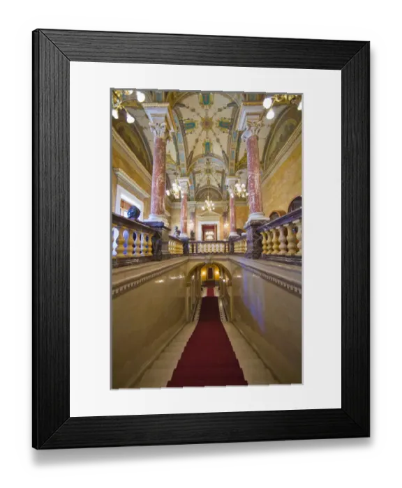 Framed Print : Europe, Hungary, Budapest. Interior ceiling and stairway of Parliament Building. Credit as Framed Print : Europe, Hungary, Budapest. Interior ceiling and stairway of Parliament Building. Credit as