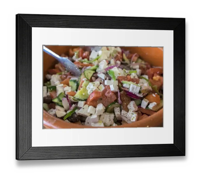 Framed Print : Greek salad, Touris Club, Olympia, Greece, Europe Framed Print : Greek salad, Touris Club, Olympia, Greece, Europe