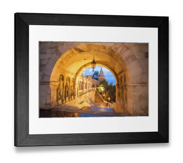 Framed Print : Europe, Hungary, Budapest, Buda, Fishermans Bastion at night