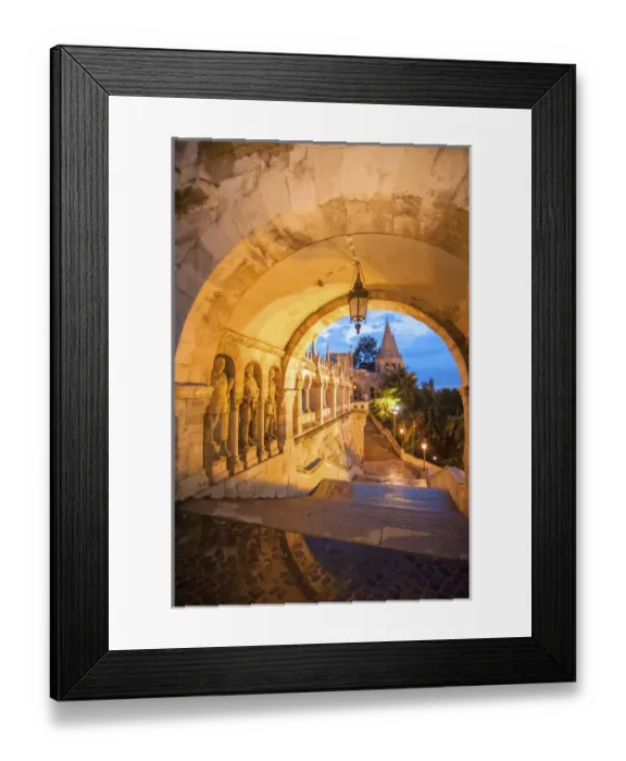 Framed Print : Europe, Hungary, Budapest, Buda, Fishermans Bastion at night