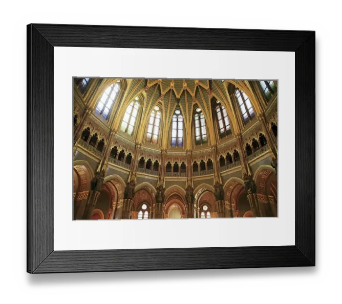 Framed Print : Hungary, Budapest, Parliament Building, Interior view of Dome