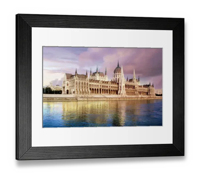 Framed Print : Hungary, Budapest, View of the Parliament and the Danube River at sunset Framed Print : Hungary, Budapest, View of the Parliament and the Danube River at sunset