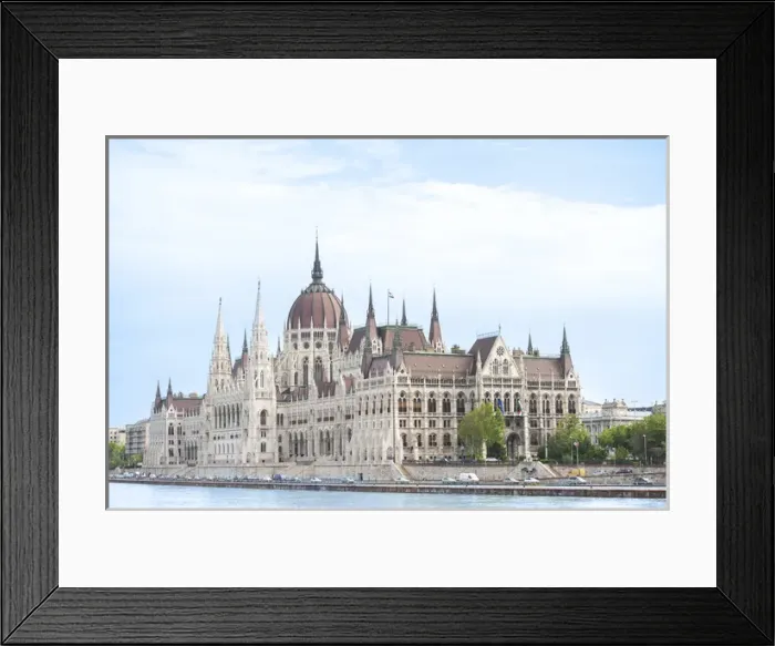 Framed Print : Europe, Hungary, Budapest, Parliament building, Danube River