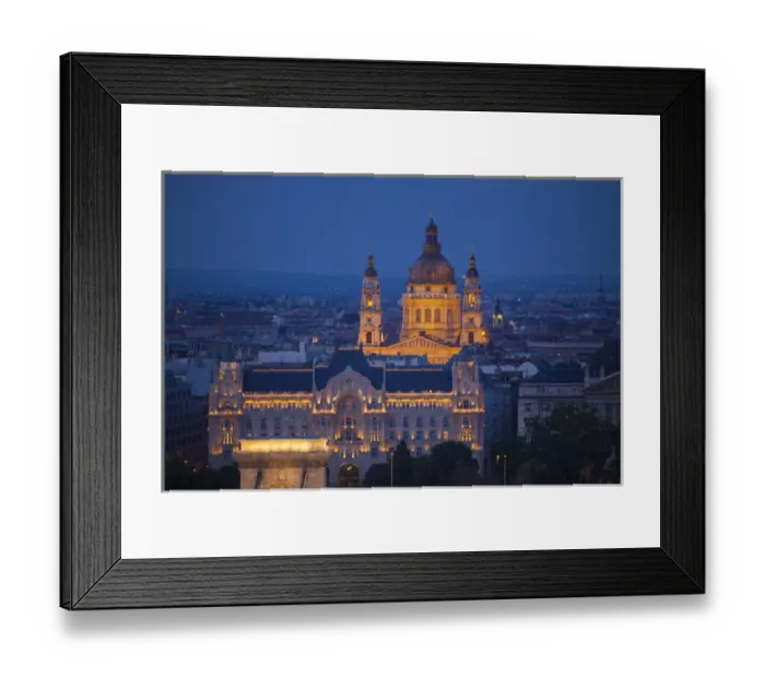 Framed Print : Europe, Hungary, Budapest. St. Stephenas Cathedral lit at night Framed Print : Europe, Hungary, Budapest. St. Stephenas Cathedral lit at night
