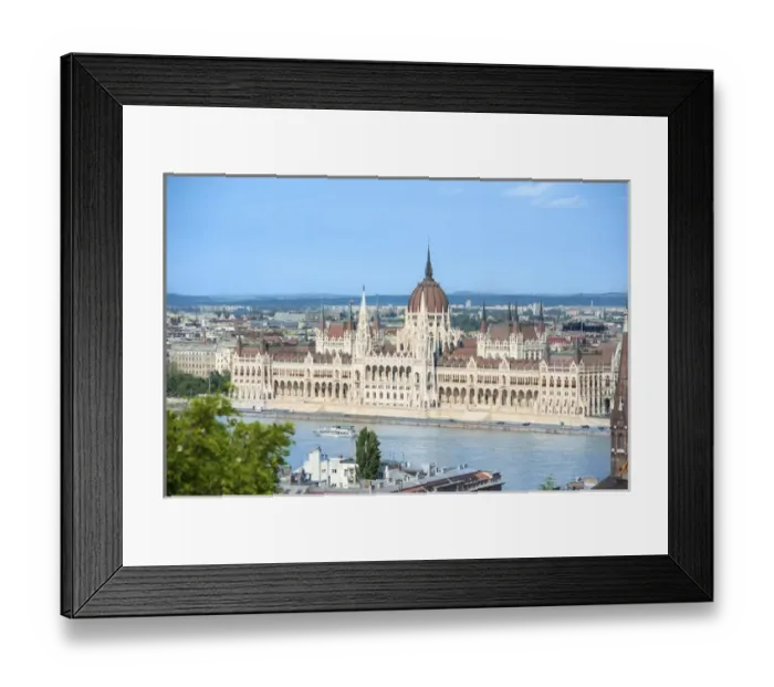 Framed Print : Europe, Hungary, Budapest, Parliament building, Danube River
