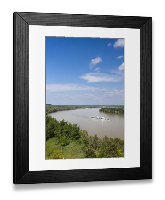 Framed Print : The Danube near Dunaszekcsoe, view over the Hungarian plains, Hungary