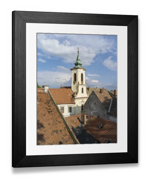 Framed Print : Szentendre near Budapest. Roofs of the old town and the Blagovescenska church. Szentendre Framed Print : Szentendre near Budapest. Roofs of the old town and the Blagovescenska church. Szentendre