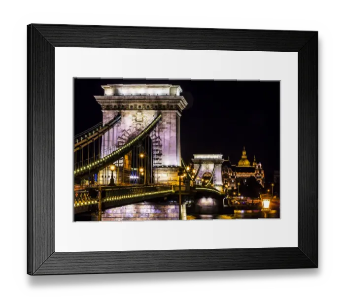 Framed Print : Chain Bridge Saint Stephens Danube River Reflection Budapest Hungary Framed Print : Chain Bridge Saint Stephens Danube River Reflection Budapest Hungary