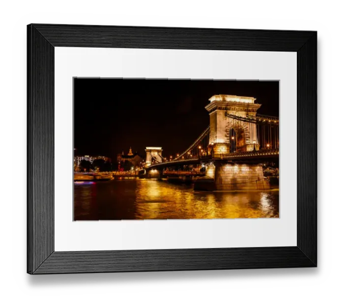 Framed Print : Chain Bridge Saint Stephens Danube River Reflection Budapest Hungary Framed Print : Chain Bridge Saint Stephens Danube River Reflection Budapest Hungary