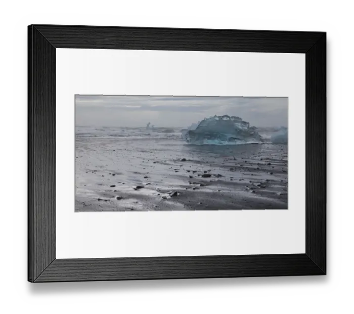 Framed Print : Europe, Iceland. Iceberg pieces from Jokulsarlon Lagoon washed onto black sand beach by storm Framed Print : Europe, Iceland. Iceberg pieces from Jokulsarlon Lagoon washed onto black sand beach by storm