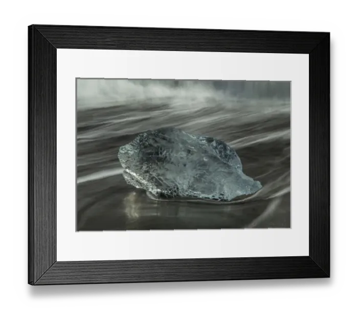 Framed Print : Europe, Iceland, Breidamerkursandur. Iceberg on the beach