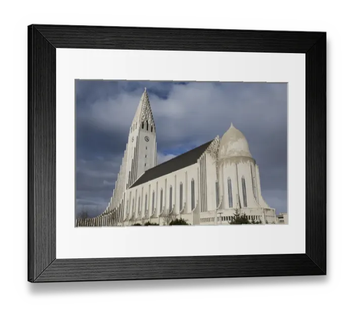 Framed Print : Iceland, Reykjavik. Exterior view of Hallgrimskirkja Lutheran Church Framed Print : Iceland, Reykjavik. Exterior view of Hallgrimskirkja Lutheran Church