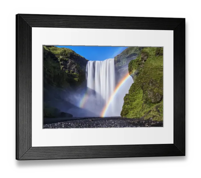 Framed Print : Iceland, Skogafoss. Waterfall and rainbow