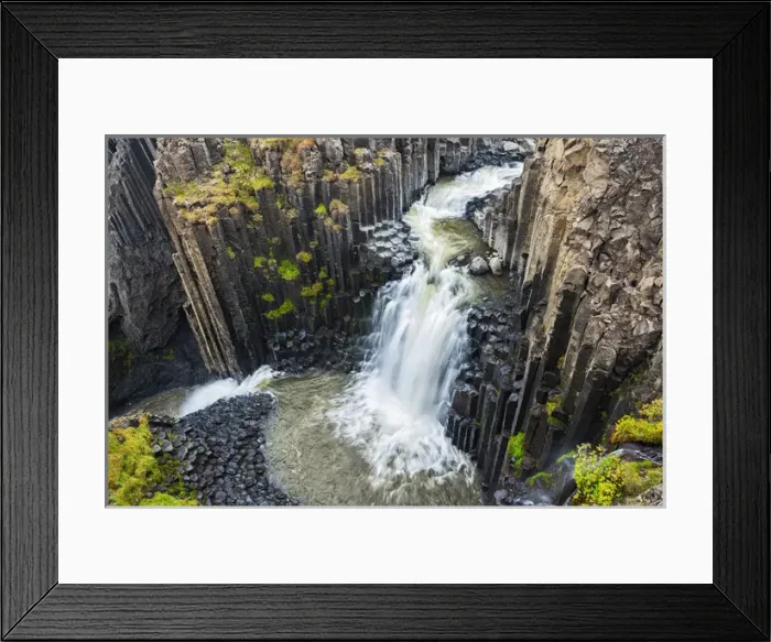 Framed Print : Iceland, Litlanesfoss. Waterfall and basalt columns Framed Print : Iceland, Litlanesfoss. Waterfall and basalt columns