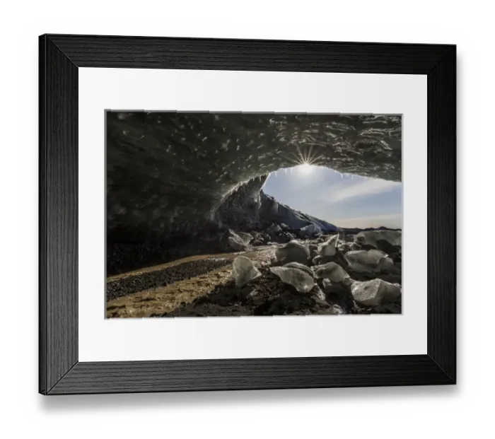 Framed Print : Iceland. Sunburst at ice cave entrance. Credit as: Bill Young / Jaynes Gallery / DanitaDelimont Framed Print : Iceland. Sunburst at ice cave entrance. Credit as: Bill Young / Jaynes Gallery / DanitaDelimont