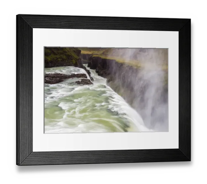 Framed Print : Iceland, Misty Gulfoss. Waterfall flowing into river Framed Print : Iceland, Misty Gulfoss. Waterfall flowing into river