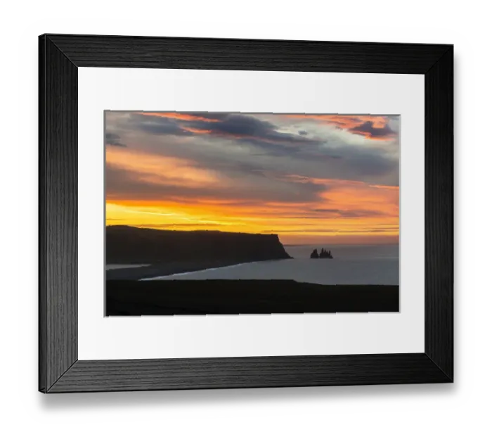 Framed Print : Iceland, Dyrholaey. Sunrise over ocean and land Framed Print : Iceland, Dyrholaey. Sunrise over ocean and land