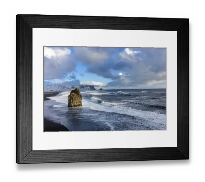 Framed Print : Sea Stack and black sand beach near Vik, Iceland Framed Print : Sea Stack and black sand beach near Vik, Iceland