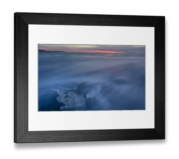 Framed Print : Scattered ice from icebergs on black sand beach at Joklusarlon, Iceland