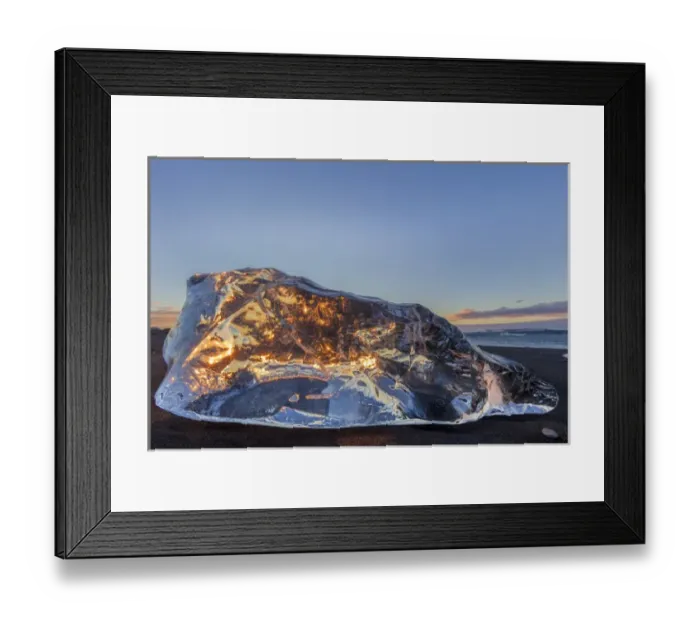 Framed Print : Scattered ice from icebergs on black sand beach at Joklusarlon, Iceland Framed Print : Scattered ice from icebergs on black sand beach at Joklusarlon, Iceland