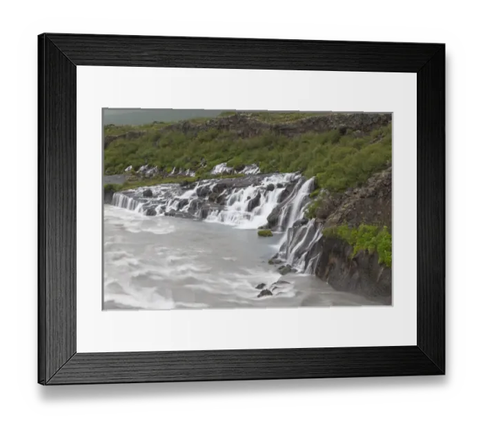 Framed Print : Europe, Iceland, West Iceland, Borgarfjordur, Hraunfossar Falls, Hvita River, White River Framed Print : Europe, Iceland, West Iceland, Borgarfjordur, Hraunfossar Falls, Hvita River, White River