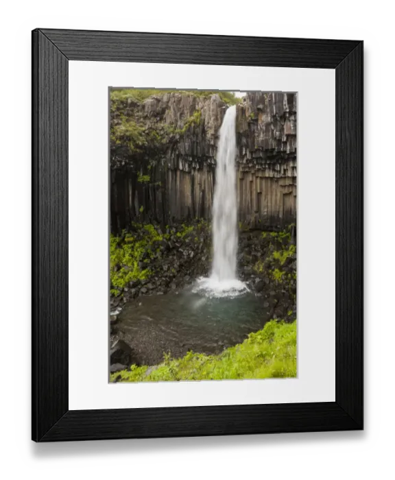 Framed Print : Europe, Iceland, Southeast Iceland, Skaftafell National Park, Svartifoss, Black Falls