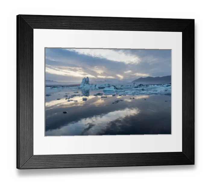 Framed Print : Europe, Iceland, Southeast Iceland, Vatnajohull National Park--South, Skaftafell, Lake Jokulsarlon