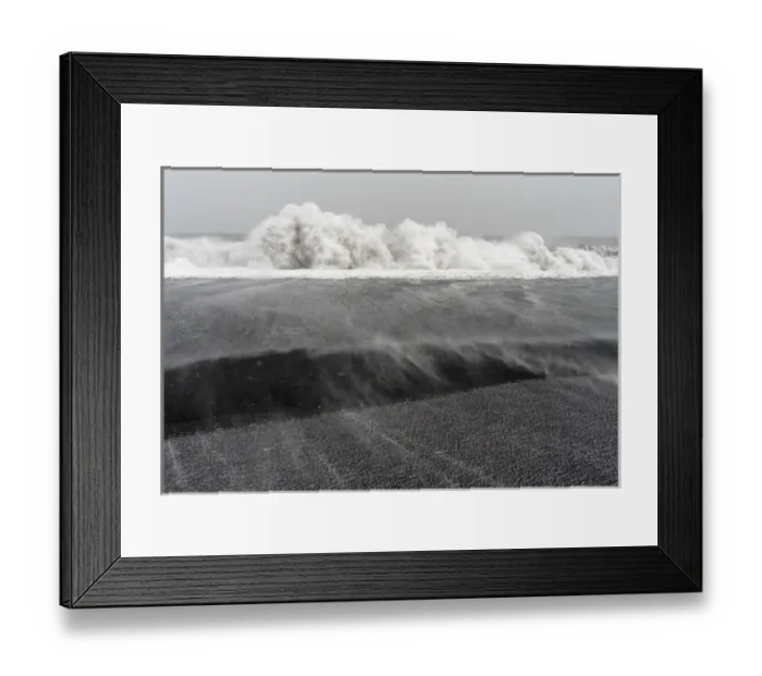 Framed Print : North Atllantic coast near Vik y Myrdal during a winter storm with heavy gales. europe Framed Print : North Atllantic coast near Vik y Myrdal during a winter storm with heavy gales. europe
